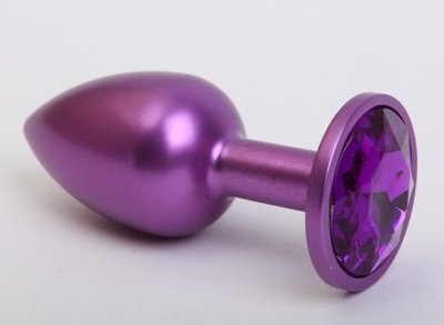 Фиолетовая анальная пробка с фиолетовым стразом - 7,6 см. - фото, цены