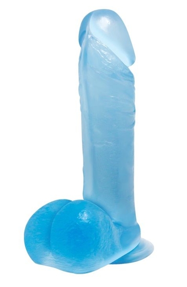 Нежно-голубой фаллоимитатор с присоской - 19,5 см. - фото, цены