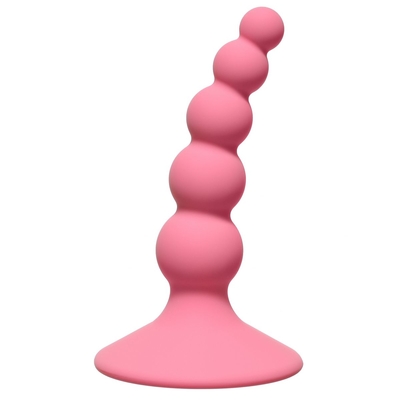 Розовая анальная пробка Ribbed Plug Pink - 10,5 см. - фото, цены