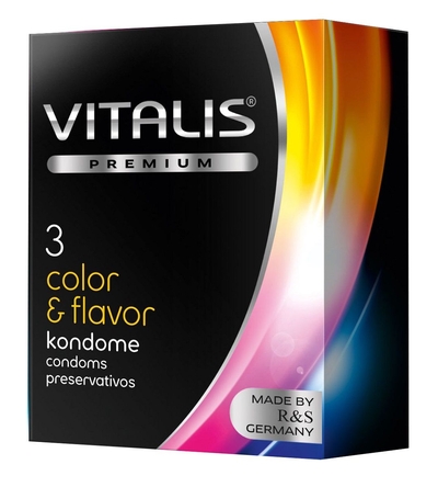 Цветные ароматизированные презервативы Vitalis Premium color flavor - 3 шт. - фото, цены
