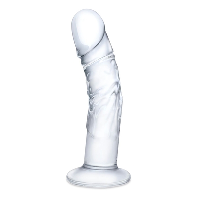 Стеклянный фаллоимитатор из стекла 7’’ Curved Realistic Glass Dildo With Veins - 15,9 см. - фото, цены