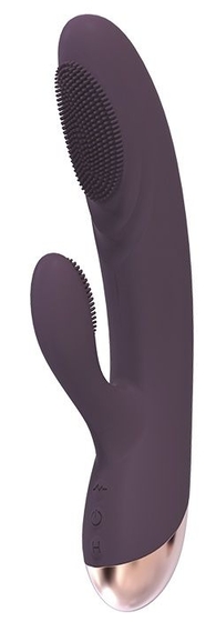 Фиолетовый вибромассажер с клиторальным отростком Castalia - 21 см. - фото, цены