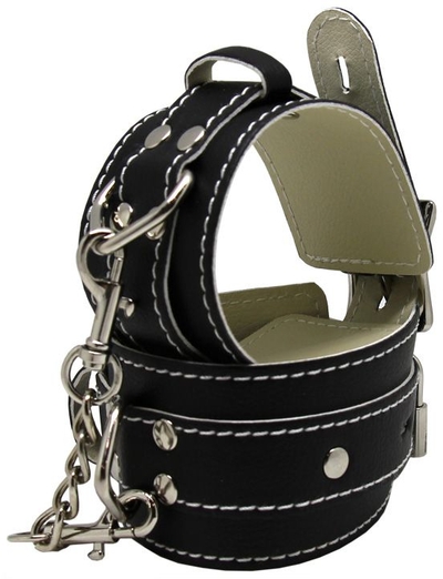 Черные регулируемые наручники с фиксацией на карабинах - фото, цены