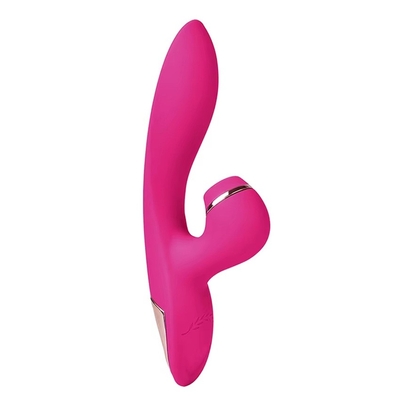 Розовый вибратор-кролик с вакуумной стимуляцией 5’’ Silicone Suction Kiss - 20,3 см. - фото, цены