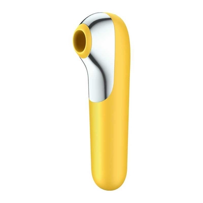 Желтый вакуум-волновой стимулятор клитора Dual Love - фото, цены
