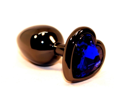 Чёрная пробка с синим сердцем-кристаллом - 7 см. - фото, цены