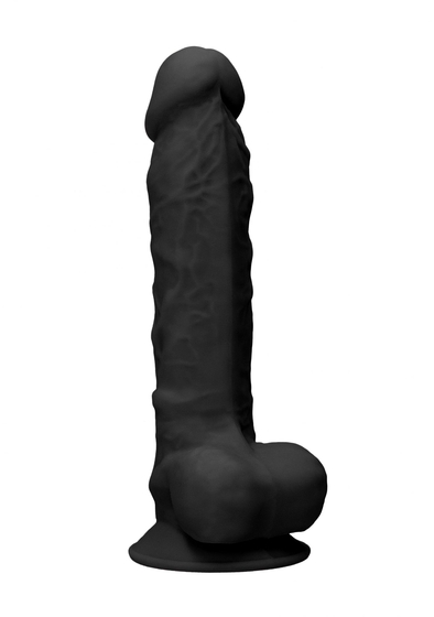 Черный фаллоимитатор Realistic Cock With Scrotum - 22,8 см. - фото, цены