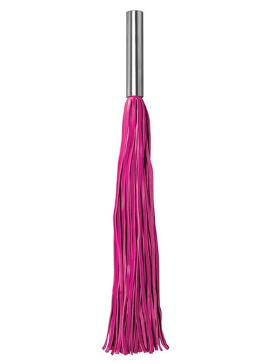 Розовая плётка Leather Whip Metal Long - 49,5 см. - фото, цены