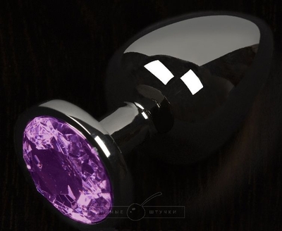 Графитовая анальная пробка с фиолетовым кристаллом - 6 см. - фото, цены