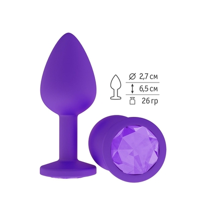 Фиолетовая силиконовая пробка с фиолетовым кристаллом - 7,3 см. - фото, цены
