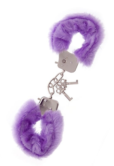Фиолетовые меховые наручники Metal Handcuff With Plush Lavender - фото, цены