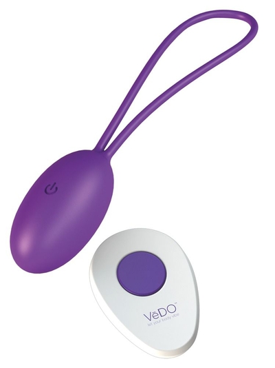 Фиолетовое виброяйцо VeDO Peach с пультом ду - фото, цены