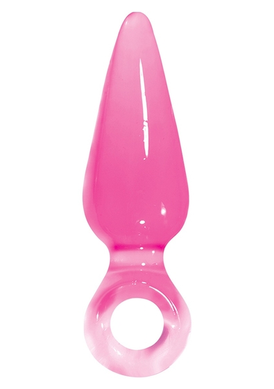 Розовая анальная пробка с кольцом Pleasures Plug Mini - 9 см. - фото, цены