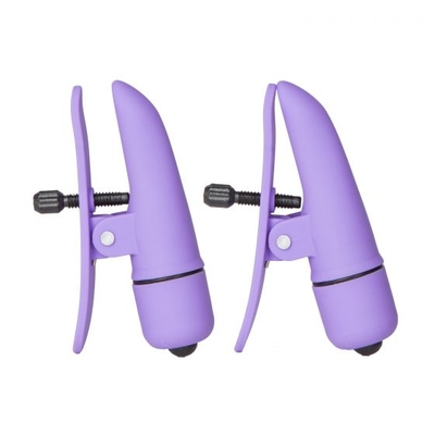 Фиолетовые зажимы-прищепки с вибрацией Nipplettes - фото, цены