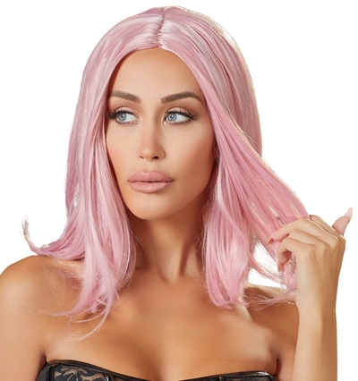 Розовый парик с прямыми волосами - фото, цены