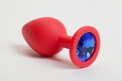 Красная силиконовая пробка с синим кристаллом - 9,5 см. - фото, цены