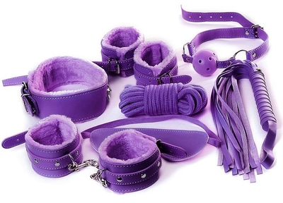 Фиолетовый набор бдсм «Накажи меня нежно» с карточками - фото, цены