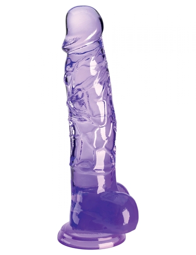 Фиолетовый фаллоимитатор с мошонкой на присоске 8’’ Cock with Balls - 22,2 см. - фото, цены