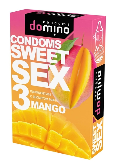 Презервативы для орального секса Domino Sweet Sex с ароматом манго - 3 шт. - фото, цены