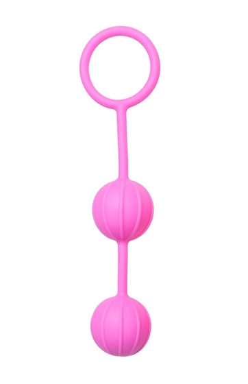 Розовые вагинальные шарики с ребрышками Roze Love Balls - фото, цены