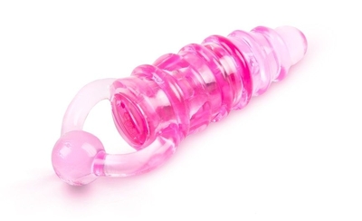 Розовое эрекционное кольцо с удлиненным клиторальным стимулятором - фото, цены