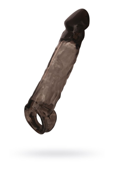Чёрная насадка на пенис XLover c подхватом - 19,5 см. - фото, цены