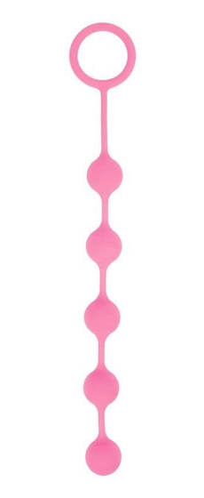 Розовая анальная цепочка с кольцом-ограничителем - 23 см. - фото, цены