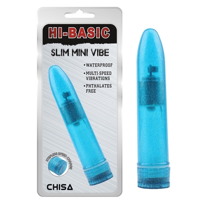Голубой мини-вибратор Slim Mini Vibe - 13,2 см. - фото, цены