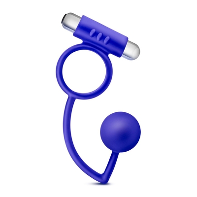 Синее эрекционное кольцо Penetrator Anal Ball with Vibrating Cock Ring - фото, цены