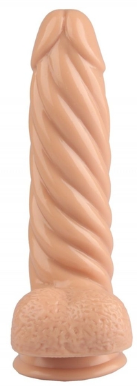Телесный реалистичный винтообразный фаллоимитатор на присоске - 21 см. - фото, цены