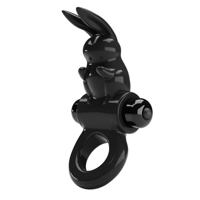 Черное эрекционное кольцо со стимулятором клитора в виде кролика Exciting ring - фото, цены