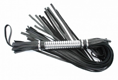 Черная длинная плеть с серебристой ручкой - 60 см. - фото, цены