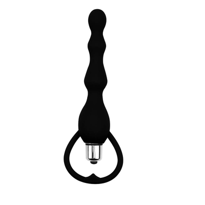 Черная анальная втулка с вибрацией Tail Power Beads - 18 см. - фото, цены