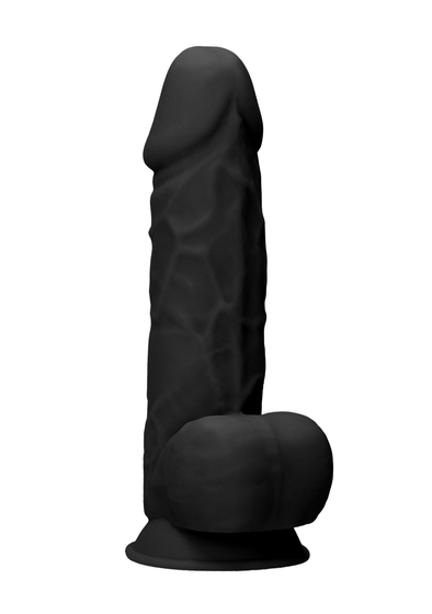 Черный фаллоимитатор Realistic Cock With Scrotum - 21,5 см. - фото, цены