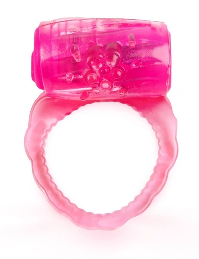 Розовое эрекционное кольцо с вибропулей - фото, цены