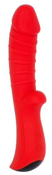 Красный вибромассажёр с рёбрышками Ribbed - 18 см. - фото, цены