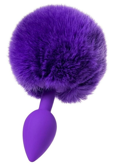 Фиолетовая анальная втулка Sweet bunny с фиолетовым пушистым хвостиком - фото, цены