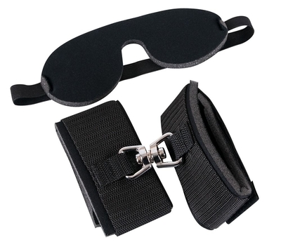 Набор бдсм: наручники и маска на глаза чёрного цвета - фото, цены