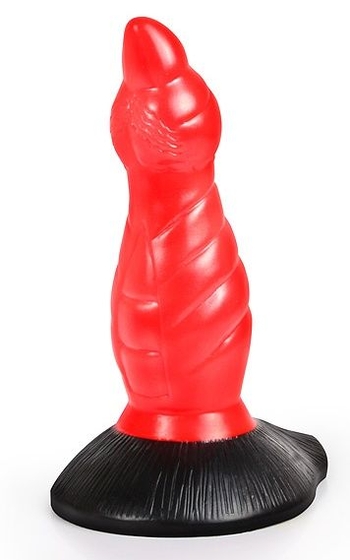 Красно-черный фантазийный фаллоимитатор - 19 см. - фото, цены