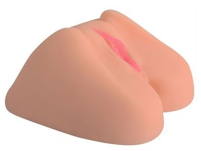 Телесная вагина с розовыми губками и двумя отверстиями - фото, цены