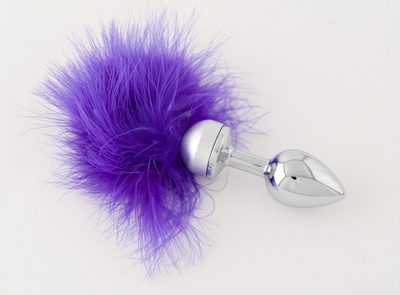 Малая анальная втулка с фиолетовой опушкой - 7 см. - фото, цены