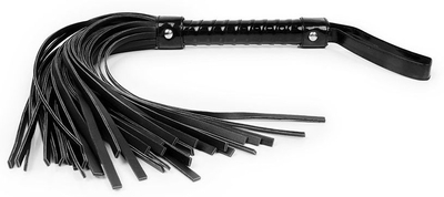 Черная многохвостовая плеть с круглой глянцевой ручкой - 43 см. - фото, цены