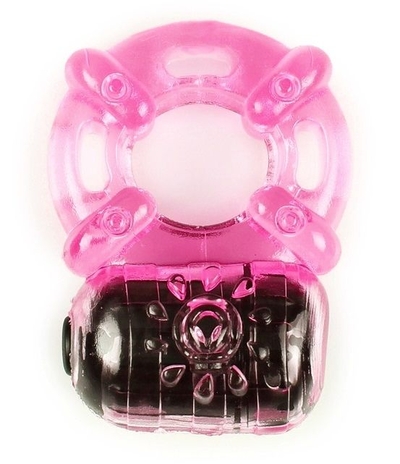 Розовое эрекционное кольцо c вибропулей - фото, цены