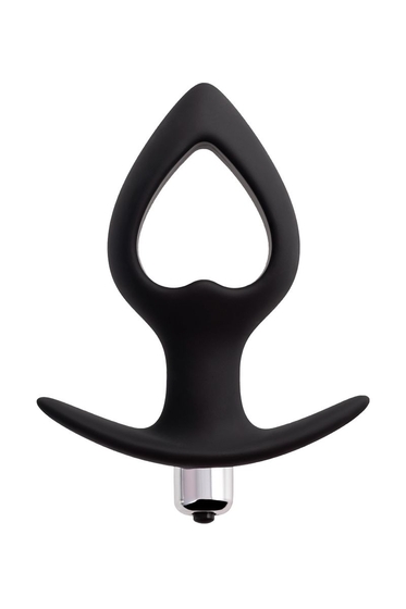 Черная вибровтулка с полой серединой в виде сердечка Cordis M - 14 см. - фото, цены