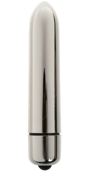 Серебристая вибропуля с заострённым кончиком - 9,3 см. - фото, цены