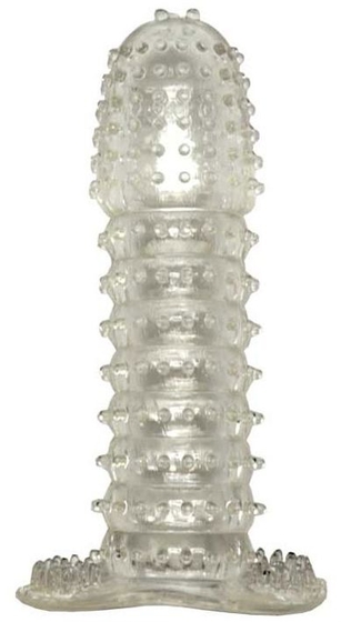 Прозрачная насадка с шипиками Cristal Condom - 12,5 см. - фото, цены