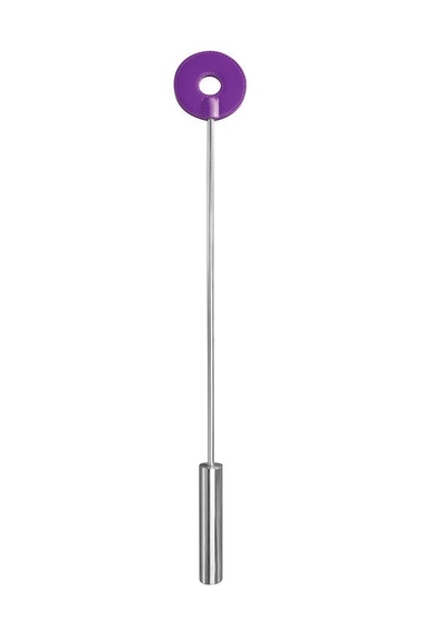 Фиолетовая шлёпалка Leather Circle Tiped Crop с наконечником-кругом - 56 см. - фото, цены