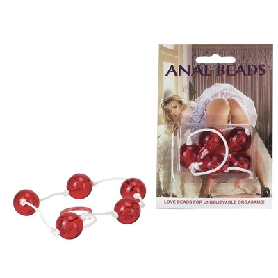 Красная анальная цепочка с пятью звеньями Anal Beads - фото, цены