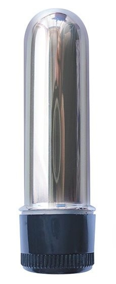 Серебристая гладкая вибропуля - 6,4 см. - фото, цены