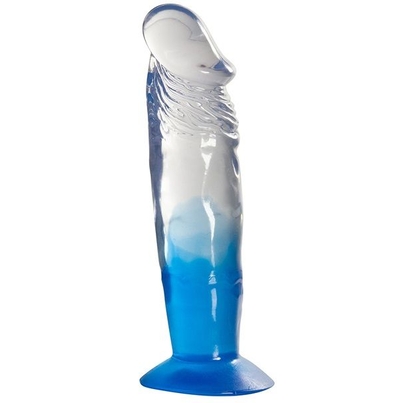 Голубой фаллоимитатор с прозрачным стволом без мошонки - 17,8 см. - фото, цены